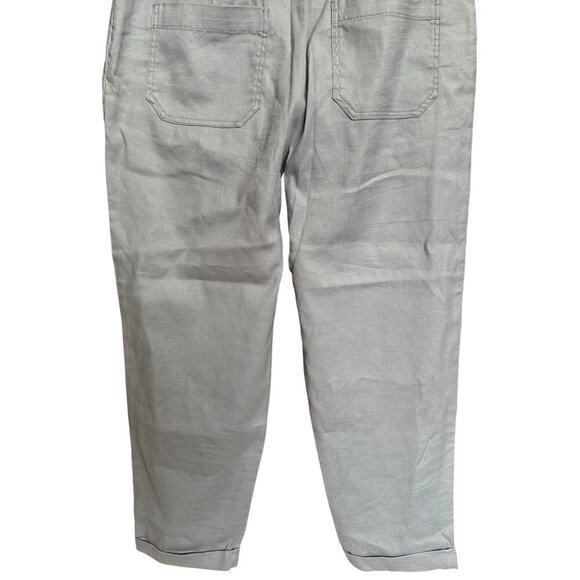 Anthropologie ett twa Nias Cuffed Pants Linen High Rise Tapered Crop Blue Size 8 - Picture 8 of 12